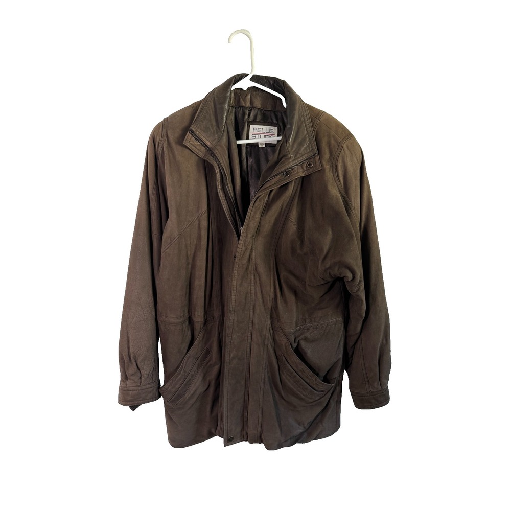 Vintage Pelle Studio Leather Jacket Mens Medium‎ Brown Full Zip Quilted Lined